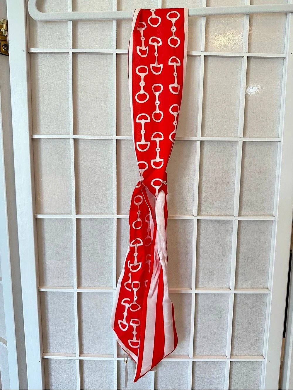 Horsebit Print Scarf in Red & White